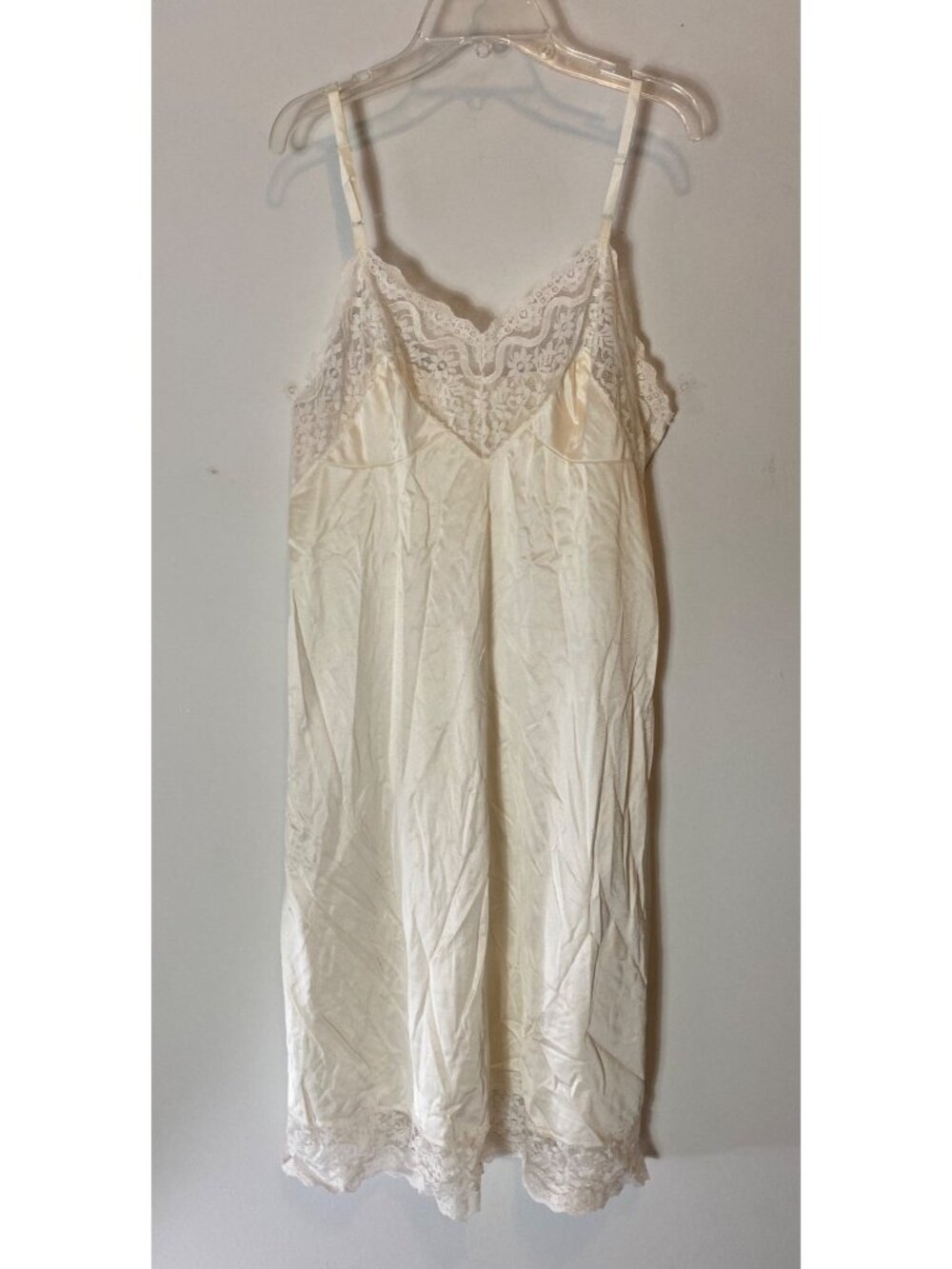 Vintage JCPenney White Nylon Lace-Trimmed Slip Dress 34/12 Adjustable Straps
